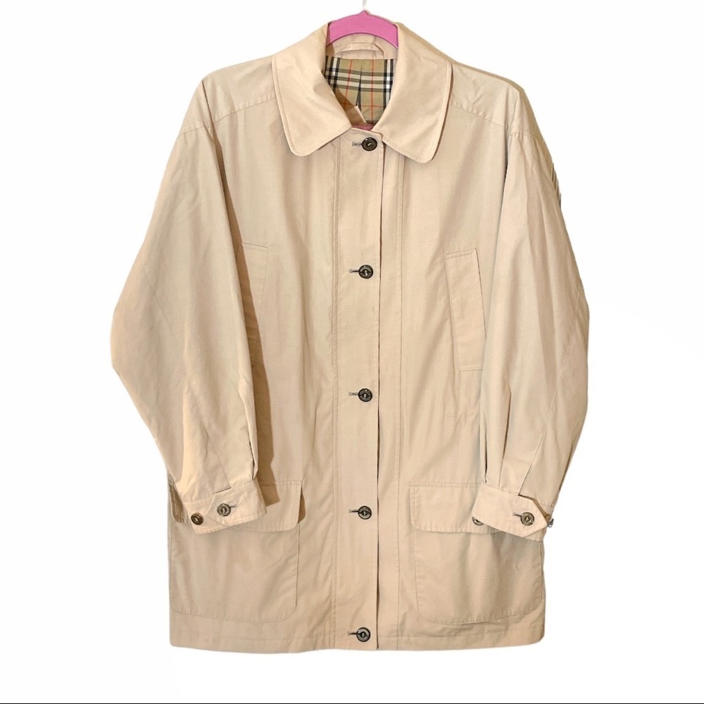 BURBERRY VINTAGE NOVA CHECK PLAID LINED PARKA COAT IN UTILITY STYLE - womens L